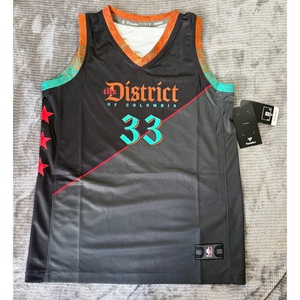 Fanatics Washington Wizards Kyle Kuzma 33 City Edition Jersey Black‎ Boys L NWT.